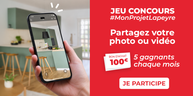 Bannière du jeu concours mobile — 100€ de bon d'achat à gagner chaque mois